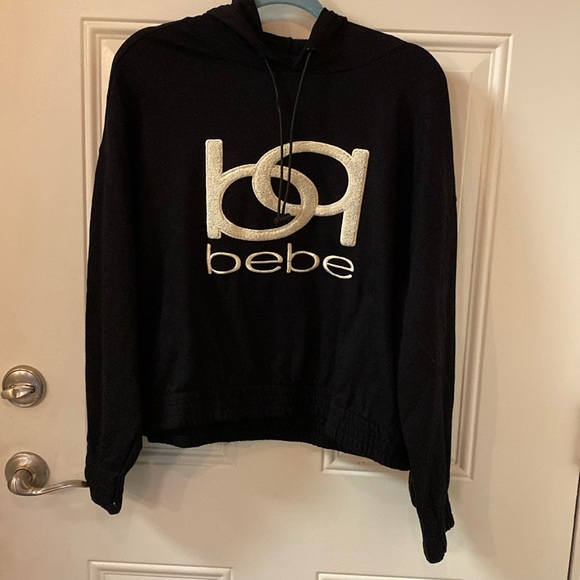 bebe Jackets & Blazers - NWT Bebe Sport Ruched Hooded Black Sweatshirt, 2X. MSRP: $94.00.